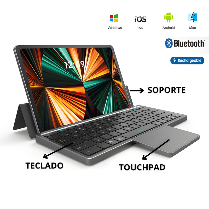 KeyboardPro™ Teclado + Touch Pad + Soporte Conexión Bluetooth 📲